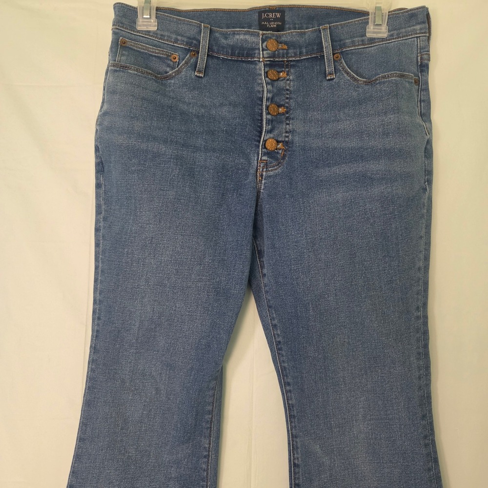 J.Crew Re-Imagined Full Length Flare Jeans Medium Wash Button Fly Size 30